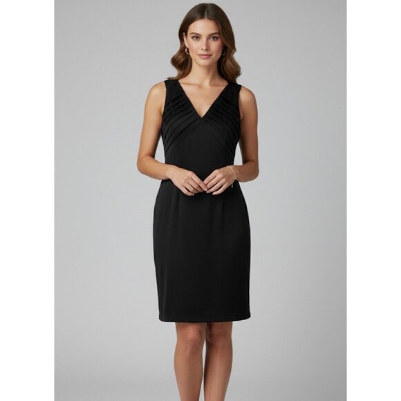 Y2K NWT Esley Black Sleeveless Pleated Dress | Preppy Office Siren Corpcore LBD - Picture 1 of 15